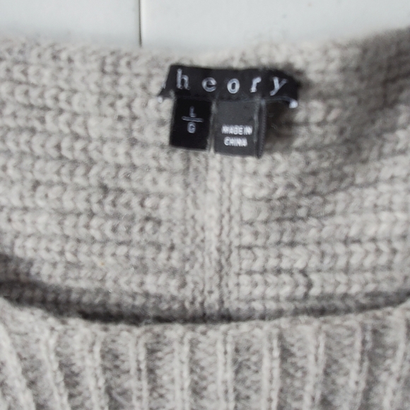 Theory Cashmere Blend Wool Sweater Size L Long Sleeve Ribbed Knit Pullover - Picture 11 of 12